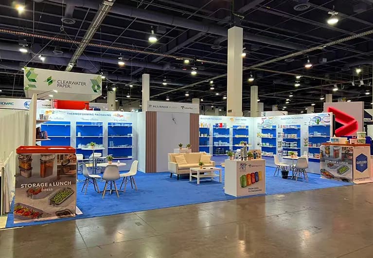 30x40 Trade Show Booth Rental for Alliance Plast at Pack Expo 2025 Designed and Built by Triumfo Inc. in Las Vegas